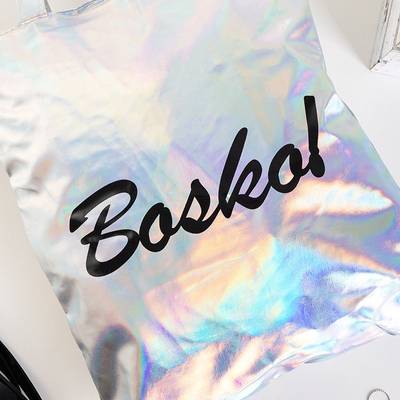 Sac à bandoulière holographique argenté avec le mot `` Bosco! '' - Sacs à main