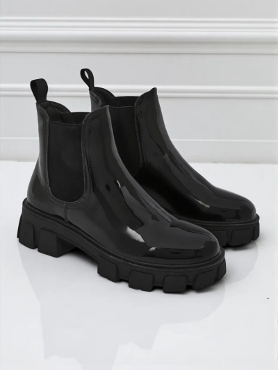 Royalfashion Bottines à semelle massive en cuir écologique verni Calista Weide