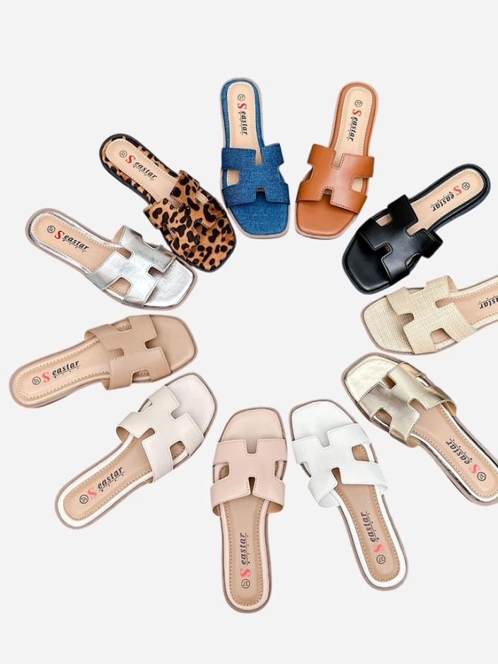 Royalfashion Chaussons à semelle plate pour femmes Eval