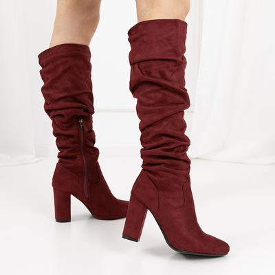 Bottines en daim bordeaux sur le poteau Grisa - Chaussures