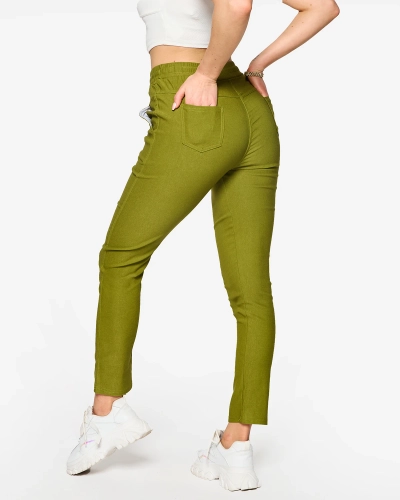 Pantalon droit pour femme en tissu vert PLUS SIZE- Clothing