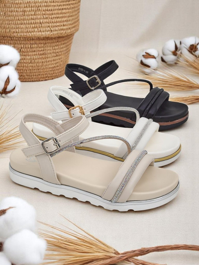 Sandales compensées Royalfashion pour femme avec strass Magnol