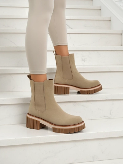 Bottines à talon bloc en nubuck écologique Amber Walk
