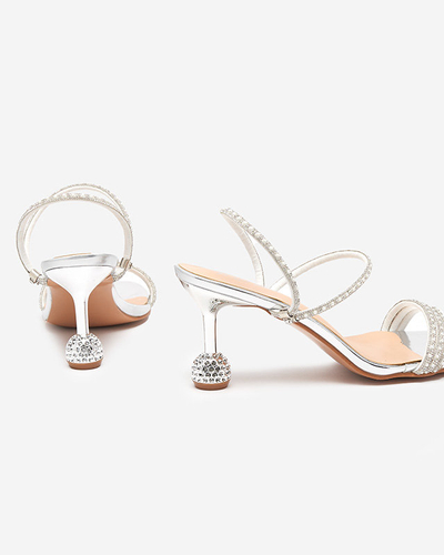 Pantoufles laquées argentées à talons bas Lakopi - Footwear