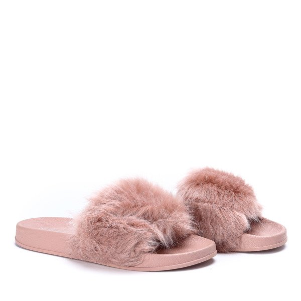 Tongs rose foncé avec fourrure Millie - Chaussures