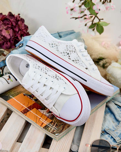 Aurelia Bianco - Baskets blanches ajourées Royalfashion en tissu, taille 40