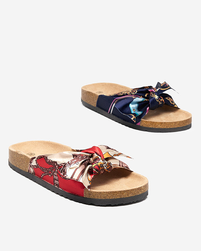 Pantoufles rouges pour femmes avec une tige en tissu à la mode Laneso - Footwear