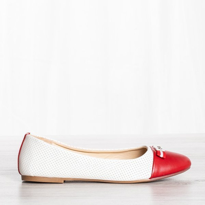 Ballerines pour enfants Kissy blanches et rouges - Chaussures 1