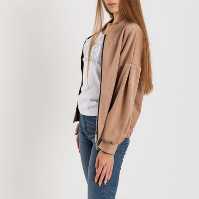 Blouson en daim beige pour femme - Vêtements
