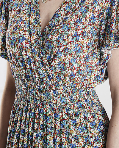 Robe midi fleurie pour femme en vert- Vêtements