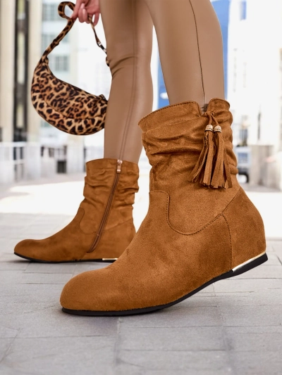 Royalfashion Eko - bottines en daim sur un talon compensé couvert adorables