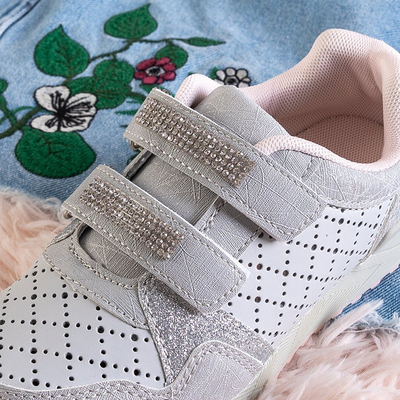 Chaussures de sport ajourées pour enfants en argent avec zircones cubiques Abrian - Footwear