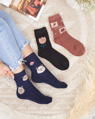 Royalfashion Lot de chaussettes imprimées pour femmes 3/pack