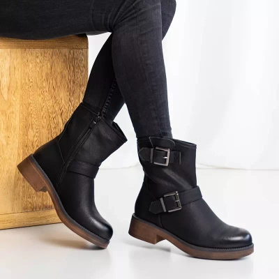 OUTLET Boots femme noires à boucle Invyse - Chaussures