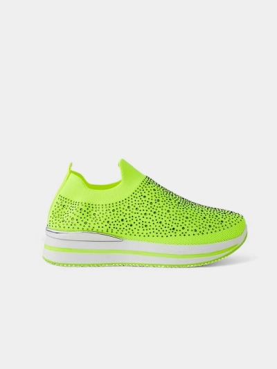 Chaussures de sport en tissu à enfiler Royalfashion pour femmes avec des rhinestones Adeq