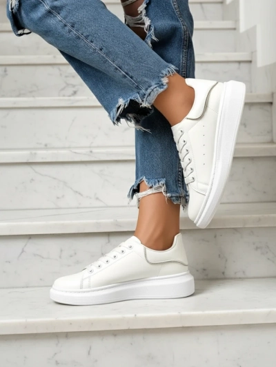 Sneakers de Sport Blanches Athena en Cuir Écologique