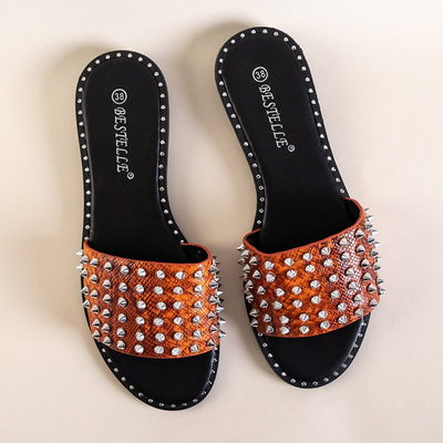 Chaussons femme orange avec clous et jets Maurella - Footwear