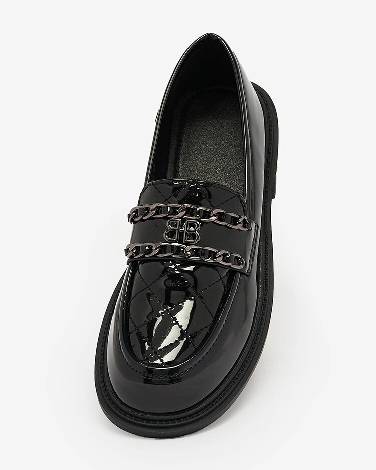 Royalfashion Mocassins noirs laqués avec nez matelassé Kusanna