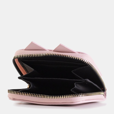 Petit portefeuille rose pour femme avec une tête de chat - Portefeuille