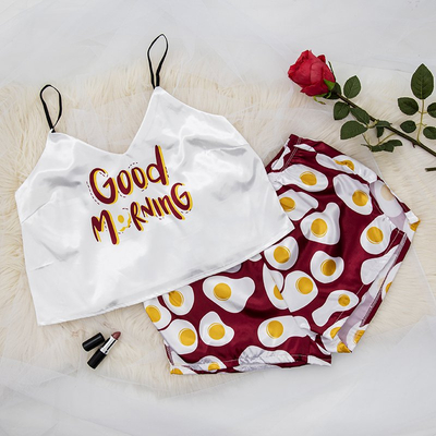 Pyjama femme bordeaux avec imprimé - Vêtements