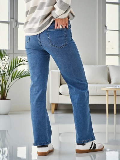 Jeans droits en coton Royalfashion pour femmes