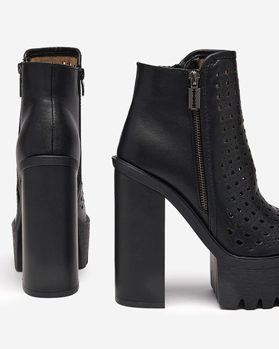 OUTLET Bottes femme noires ajourées sur le post Elangel-Footwear