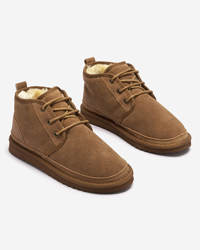 Bottes de neige nouées pour femmes marron clair avec fourrure Miusho - Chaussures