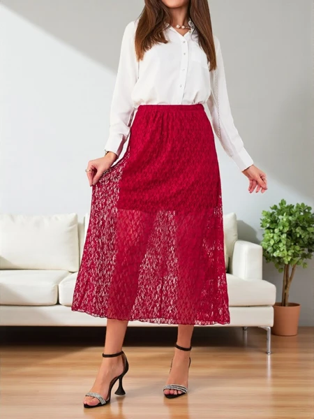 Jupe mi-longue en dentelle pour femmes de Royalfashion
