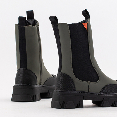 Bottes pour femmes vert foncé sur une semelle massive Rosidi - Chaussures