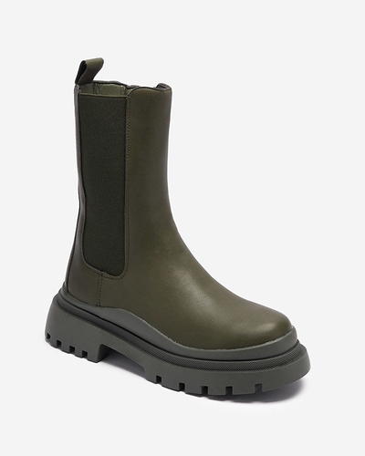 OUTLET Bottes à talon plat vert foncé pour femmes Okidas - Footwear