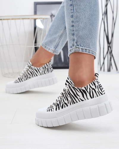 OUTLET Baskets compensées à motifs noirs et blancs pour femme Ziratia - Footwear