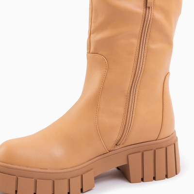 Bottines femme marron clair à talons plats Bitsy - Chaussures