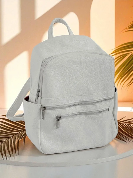 Sac à Dos Tressé pour Femme AURELIA Grande – Cuir Écologique Blanc Królewska Moda