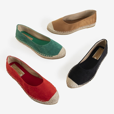 OUTLET Espadrilles éco-suède marron clair pour femmes Silina - Chaussures