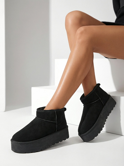 Royalfashion Bottes de neige a'la à plateforme pour femme en noir Dagodo