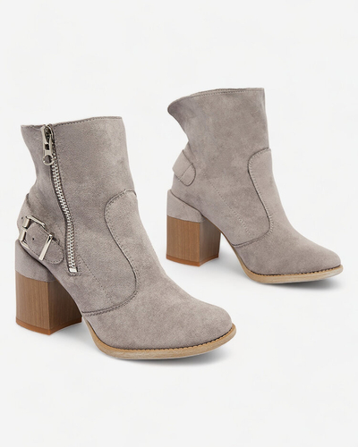 Royalfashion Bottes hautes à talon aiguille pour femmes en éco-suède gris Acimra