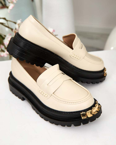 Mocassins pour Femmes Aurelia Beige à Plateforme de 5cm - Élégants et Confortables