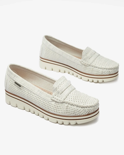 OUTLET Mocassins blancs pour femme avec finition brillante Metiga - Footwear