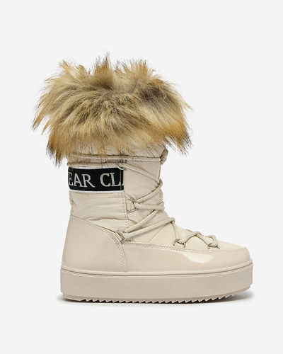 Royalfashion Chaussures à enfiler a'la snow boots avec fourrure pour enfants en beige Asika