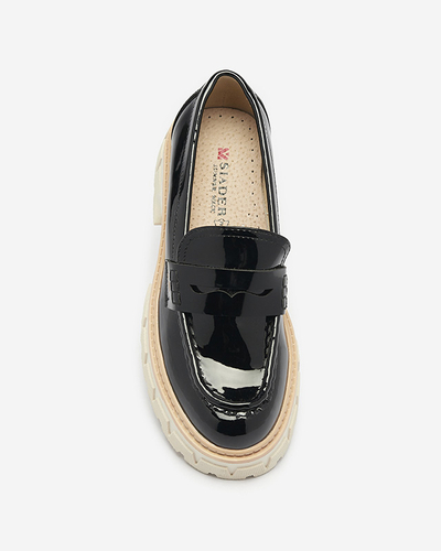 Mocassins laqués noirs pour femmes Mewira - Footwear
