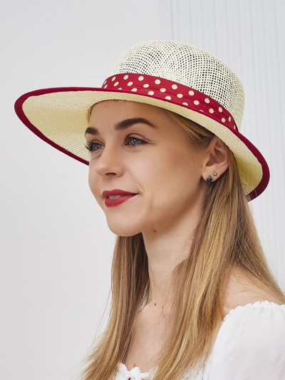 Royalfashion Chapeau de paille pour femme Dotelle