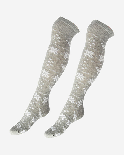 Chaussettes longues de Noël gris clair pour femmes - Sous-vêtements