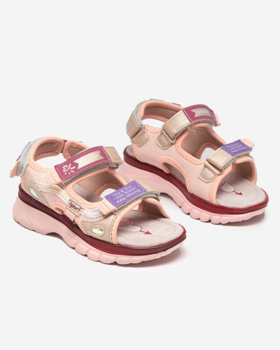 Sandales roses pour enfants avec empiècements colorés Meniko - Chaussures