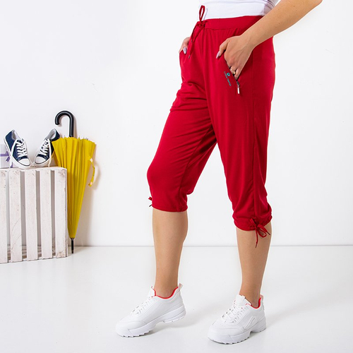 Pantalon court femme rouge avec poches PLUS TAILLE - Vêtements