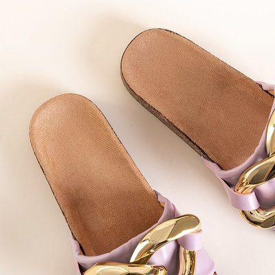 OUTLET Royalfashion Tongs pour femmes violettes avec décoration dorée Deirdre
