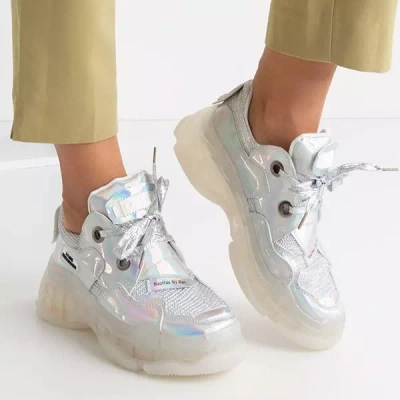 OUTLET Baskets argentées pour femme avec finition holographique Haohan - Footwear