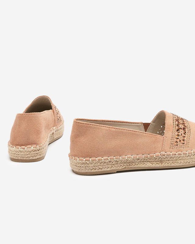 OUTLET Espadrilles femme marron avec zircons cubiques Rosindal - Souliers