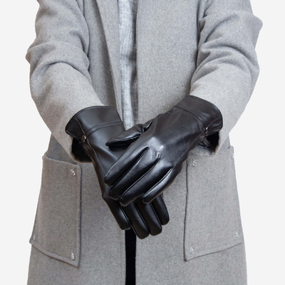 Gants classiques noirs en éco-cuir pour femmes - Accessoires