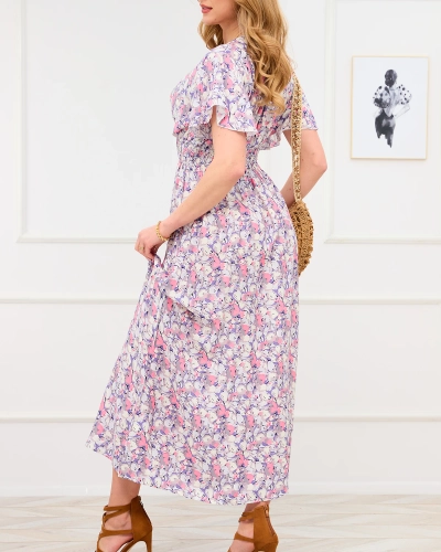 Robe longue à motifs floraux pour femme - Vêtements