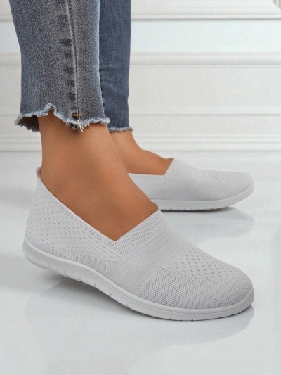 Ballerines blanches pour femmes Ariadne en tissu respirant sur semelle plate